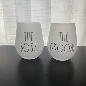 Rae Dunn Wedding Stemless Wine Glass